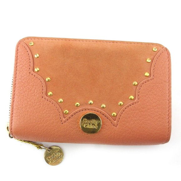 Authentic chloe round zipper wallet Middle -length wallet USED